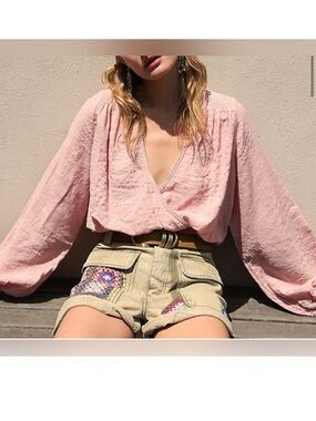 Free People Blush Wrap Blouse